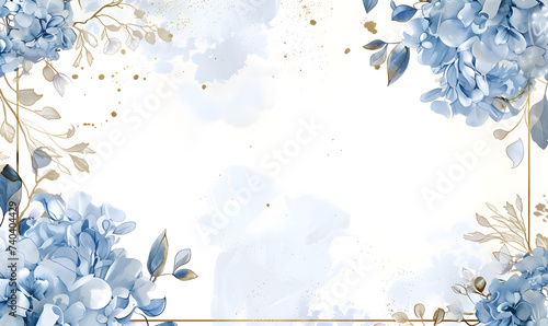 an illustrated invitation, luxury hydrangeas wedding theme, Generative AI