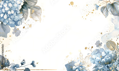 an illustrated invitation, luxury hydrangeas 
 wedding theme, Generative AI photo