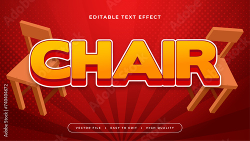 Brown orange and red chair 3d editable text effect - font style