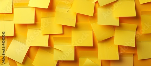 Vibrant Yellow Sticky Notes Background for Creative Workspace Organization and Productivity photo