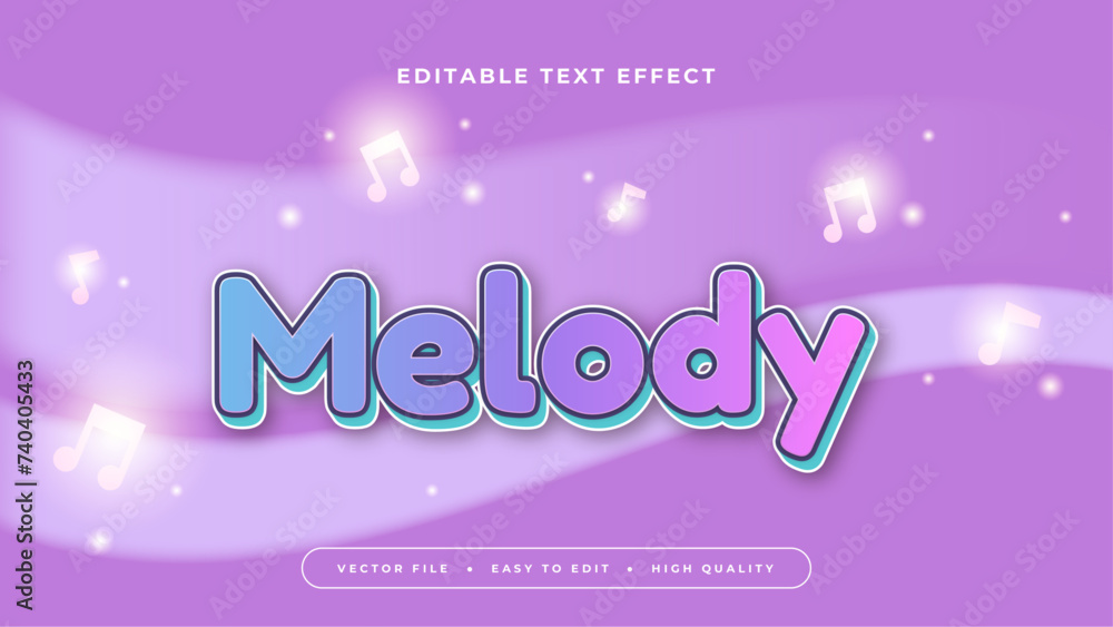 Purple violet white and blue melody 3d editable text effect - font style