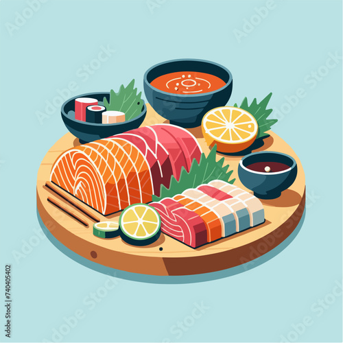 sashimi set of raw fish meat