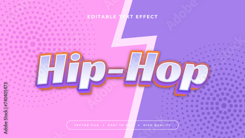 Pink white and purple violet hip hop 3d editable text effect - font style