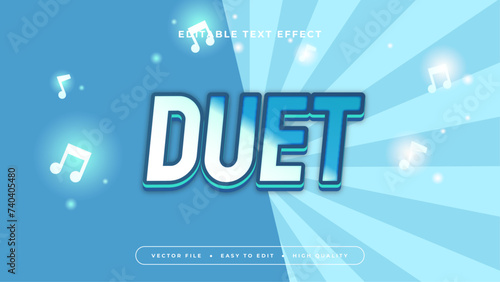 Blue and white duet 3d editable text effect - font style