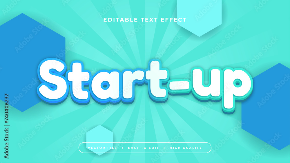 Blue green and white start up 3d editable text effect - font style