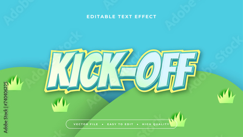 Yellow green and blue kick off 3d editable text effect - font style
