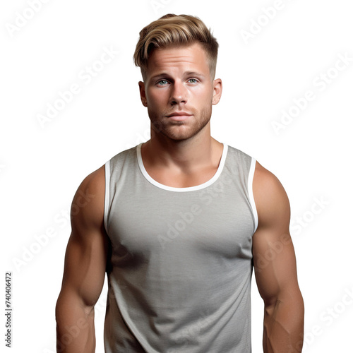 Portrait of a muscular athlete bodybuilder, isolated on transparent background