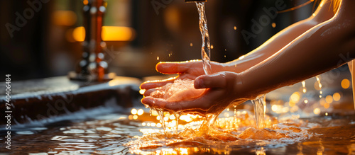 kid hand washing do ablution at mosque