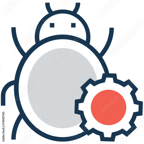 An icon of bug fixing flat design 
