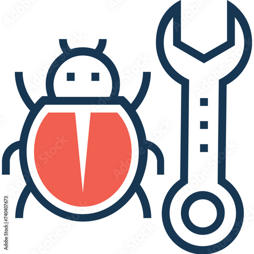 An icon of bug fixing flat design 