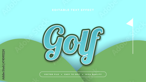 White blue and green golf 3d editable text effect - font style