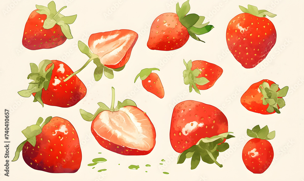 seamless pattern with strawberries, Generative AI seamless pattern with strawberries, Generative AI