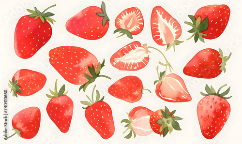 seamless pattern with strawberries  Generative AI