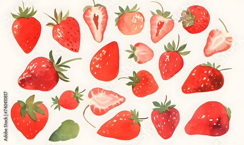 seamless pattern with strawberries, Generative AI