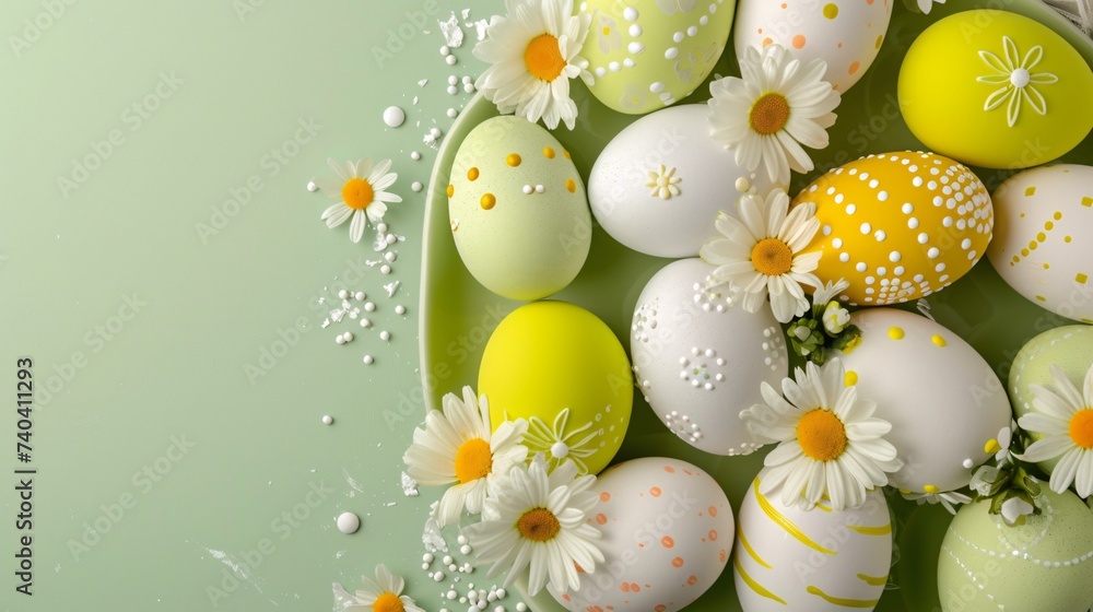 Happy Easter banner with colorful easter eggs