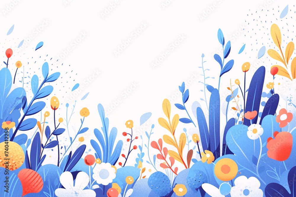 Spring flower scene illustration, spring equinox small fresh background illustration