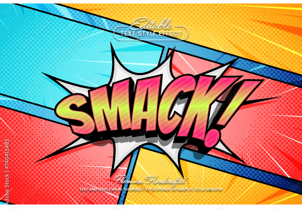 Editable vector text effect graphic style. Comic text sound effect vector template.