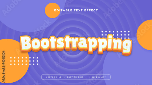 Orange white and purple violet bootstrappling 3d editable text effect - font style