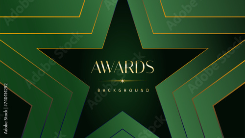Green golden award graphic background. Elegant luxury corporate modern template. Trophy banner flyer certificate. Vector illustration design.