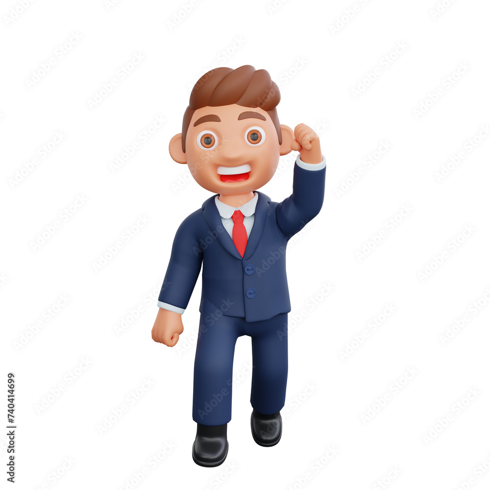 3d Illustration Businessman cheering business success