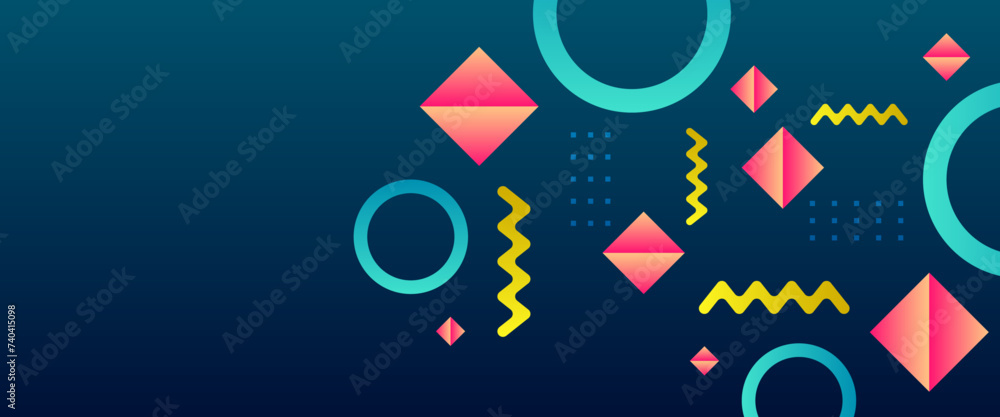 Fototapeta premium Blue peach and yellow vector gradient abstract geometric banner design. Graphic design element modern style concept for background, banner, flyer, card, wallpaper, cover, or brochure