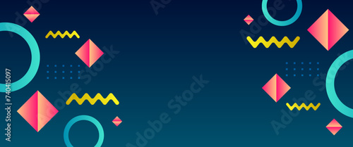 Blue peach and yellow vector abstract geometrical shape modern banner. For website, banners, brochure, posters, flyer, card, and cover