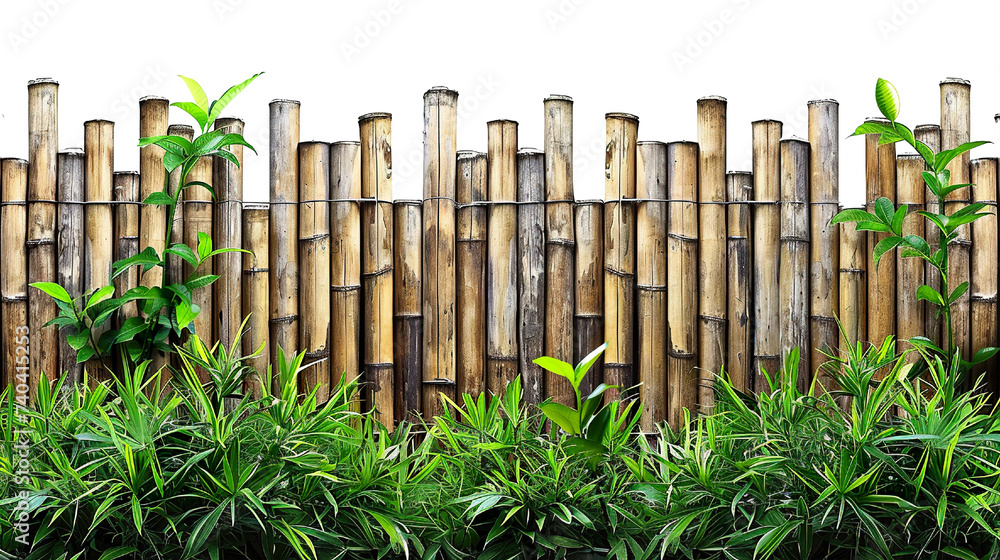 bamboo fence, isolated on white PNG bamboo fence, isolated on white PNG