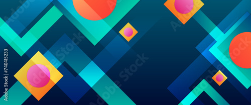 Colorful minimal geometric shape abstract banner. For business banner, formal backdrop, prestigious voucher, luxe invite, wallpaper and background