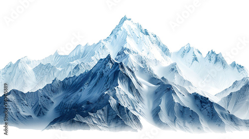 beautiful mountain range, isolated on white background