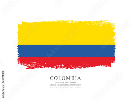 Flag of Colombia  brush stroke background