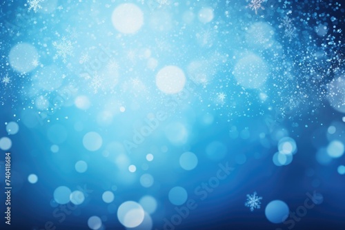 Beautiful holiday winter background with bokeh and snowflakes.