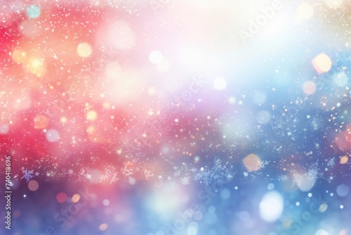 Beautiful holiday winter background with bokeh and snowflakes.