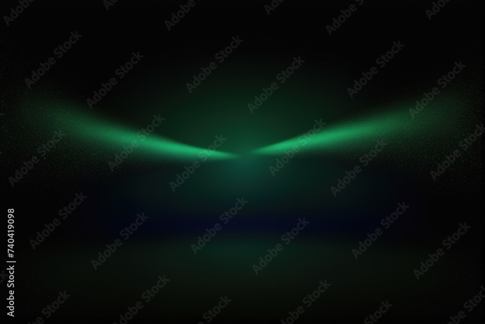 Abstract dark green aurora light rays and texture