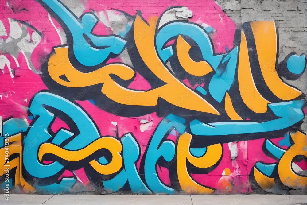 Abstract colorful street graffiti wall