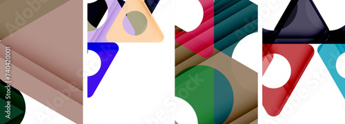 Abstract background set featuring captivating triangles. Harmonious blend of geometry and style, these designs bring modern flair