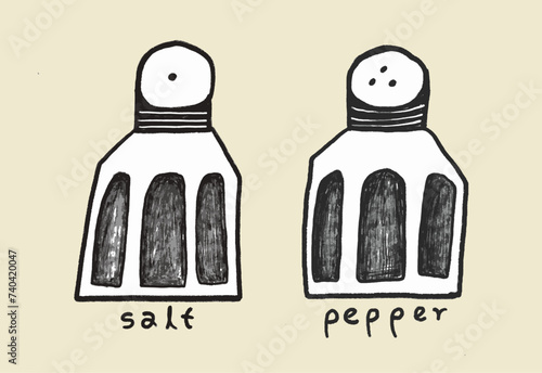 salt and pepper drawing illustration isolated from background 
