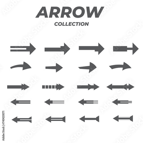 Arrows set of grey icons  symbols  signs. arrow icon