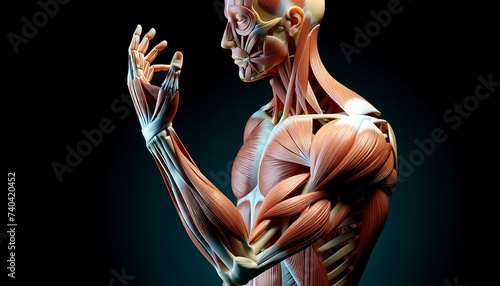 Obraz na płótnie human body anatomy, muscle system 3d visualization medical and study