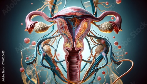 human reproductive system anatomy, 3d visualization medical and study photo