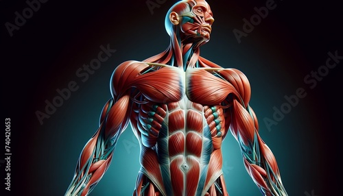 human body anatomy, muscle system 3d visualization medical and study