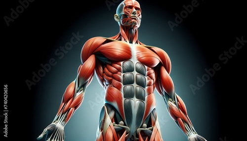 Fotografia human body anatomy, muscle system 3d visualization medical and study