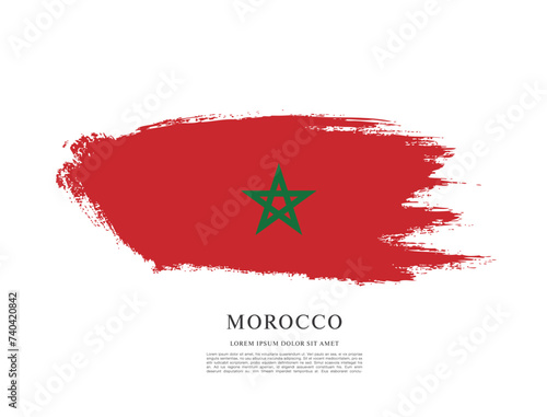 Flag of Morocco, brush stroke background