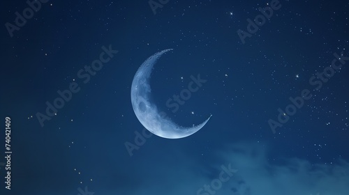 A Creative Composition of a Crescent Moon and...