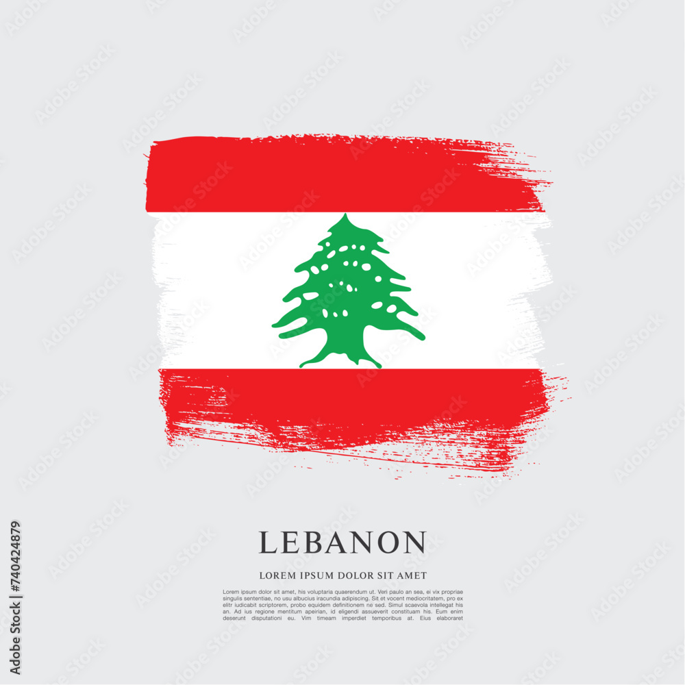 Flag of Lebanon, brush stroke background Flag of Lebanon, brush stroke background