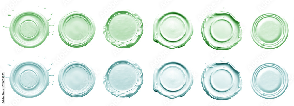 2 Collection set of pastel green turquoise blue, wax seal stamp blob ink paint on transparent background cutout, PNG file. Many different design. Mockup template artwork graphic 2 Collection set of pastel green turquoise blue, wax seal stamp blob ink paint on transparent background cutout, PNG file. Many different design. Mockup template artwork graphic