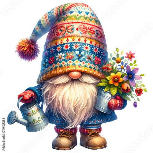 Cute Gnome Spring Seasonal Clipart Illustration © pisan