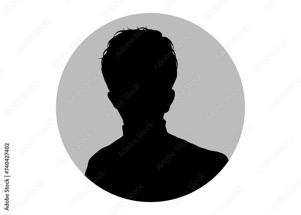 証明写真 男性の顔正面のシルエット 上半身バストアップ 顔アップのイラスト 証明写真 男性の顔正面のシルエット 上半身バストアップ 顔アップのイラスト