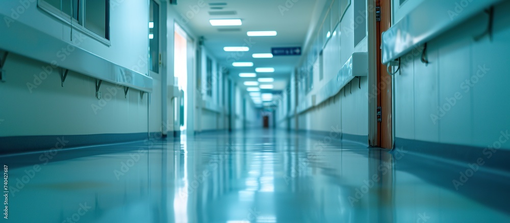 Empty hospital corridor Empty hospital corridor