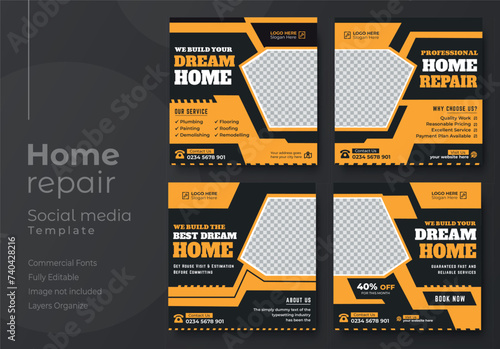 Plumbing service social media template, editable home repair services social media post template