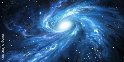 Cosmic Scene with Deep Space and Astronomical Phenomena - Swirling Vortex of Blue and Black Hues that Mimic the Appearance of a Galaxy Nebula Background created with Generative AI Technology © Sentoriak